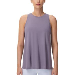 imageTHE GYM PEOPLE Womens Crew Neck Workout Tank Tops Loose Fit Sleeveless Athletic Yoga Running ShirtsGrey Purple