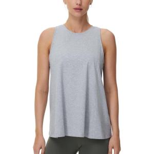 imageTHE GYM PEOPLE Womens Crew Neck Workout Tank Tops Loose Fit Sleeveless Athletic Yoga Running ShirtsHeather Grey