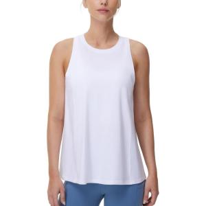 imageTHE GYM PEOPLE Womens Crew Neck Workout Tank Tops Loose Fit Sleeveless Athletic Yoga Running ShirtsWhite