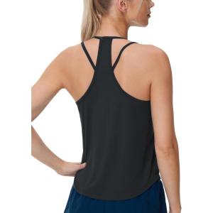 imageTHE GYM PEOPLE Womens Racerback Workout Tank Tops Lightweight Stretchy Sleeveless Running Athletic Yoga Tee ShirtsBlack