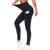 imageTHE GYM PEOPLE Thick High Waist Yoga Pants with Pockets Tummy Control Workout Running Yoga Leggings for WomenBlueDark GreyBlack