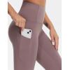 imageTHE GYM PEOPLE Thick High Waist Yoga Pants with Pockets Tummy Control Workout Running Yoga Leggings for WomenBrown Purple