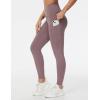 imageTHE GYM PEOPLE Thick High Waist Yoga Pants with Pockets Tummy Control Workout Running Yoga Leggings for WomenBrown Purple