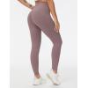 imageTHE GYM PEOPLE Thick High Waist Yoga Pants with Pockets Tummy Control Workout Running Yoga Leggings for WomenBrown Purple