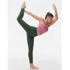 imageTHE GYM PEOPLE Thick High Waist Yoga Pants with Pockets Tummy Control Workout Running Yoga Leggings for WomenDeep Green