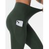 imageTHE GYM PEOPLE Thick High Waist Yoga Pants with Pockets Tummy Control Workout Running Yoga Leggings for WomenDeep Green
