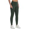 imageTHE GYM PEOPLE Thick High Waist Yoga Pants with Pockets Tummy Control Workout Running Yoga Leggings for WomenDeep Green