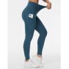 imageTHE GYM PEOPLE Thick High Waist Yoga Pants with Pockets Tummy Control Workout Running Yoga Leggings for WomenGreen Blue