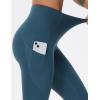 imageTHE GYM PEOPLE Thick High Waist Yoga Pants with Pockets Tummy Control Workout Running Yoga Leggings for WomenGreen Blue