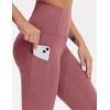 imageTHE GYM PEOPLE Thick High Waist Yoga Pants with Pockets Tummy Control Workout Running Yoga Leggings for WomenRose Red