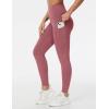 imageTHE GYM PEOPLE Thick High Waist Yoga Pants with Pockets Tummy Control Workout Running Yoga Leggings for WomenRose Red