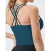 imageTHE GYM PEOPLE Womens Cross Back Sports Bra Halter Neck Workout Crop Tank Tops with Removable PadsDark Blue Green