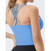 imageTHE GYM PEOPLE Womens Cross Back Sports Bra Halter Neck Workout Crop Tank Tops with Removable PadsSea Blue