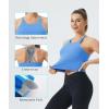 imageTHE GYM PEOPLE Womens Cross Back Sports Bra Halter Neck Workout Crop Tank Tops with Removable PadsSea Blue