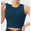 imageTHE GYM PEOPLE Womens Medium Support Sports Bra Removable Padded Sleeveless Workout Crop TopsDark Green Blue
