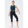 imageTHE GYM PEOPLE Womens Medium Support Sports Bra Removable Padded Sleeveless Workout Crop TopsDark Green Blue