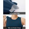 imageTHE GYM PEOPLE Womens Medium Support Sports Bra Removable Padded Sleeveless Workout Crop TopsDark Green Blue