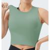 imageTHE GYM PEOPLE Womens Medium Support Sports Bra Removable Padded Sleeveless Workout Crop TopsJasmine Green