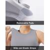 imageTHE GYM PEOPLE Womens Medium Support Sports Bra Removable Padded Sleeveless Workout Crop TopsLavender Grey