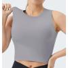 imageTHE GYM PEOPLE Womens Medium Support Sports Bra Removable Padded Sleeveless Workout Crop TopsLavender Grey