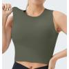 imageTHE GYM PEOPLE Womens Medium Support Sports Bra Removable Padded Sleeveless Workout Crop TopsOlive Green