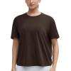 imageTHE GYM PEOPLE Womens Short Sleeve Workout TShirts Back Loose Fit Running Yoga Tee TopsBrown