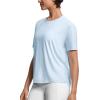 imageTHE GYM PEOPLE Womens Short Sleeve Workout TShirts Back Loose Fit Running Yoga Tee TopsLight Blue