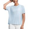 imageTHE GYM PEOPLE Womens Short Sleeve Workout TShirts Back Loose Fit Running Yoga Tee TopsLight Blue