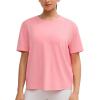 imageTHE GYM PEOPLE Womens Short Sleeve Workout TShirts Back Loose Fit Running Yoga Tee TopsRose Red