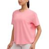 imageTHE GYM PEOPLE Womens Short Sleeve Workout TShirts Back Loose Fit Running Yoga Tee TopsRose Red