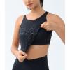 imageTHE GYM PEOPLE Womens Sports Bra Sleeveless Workout Tank Tops Running Yoga Cropped Tops with Removable PaddedBlack Leopard