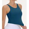 imageTHE GYM PEOPLE Womens Sports Bra Sleeveless Workout Tank Tops Running Yoga Cropped Tops with Removable PaddedDark Green Blue