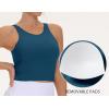 imageTHE GYM PEOPLE Womens Sports Bra Sleeveless Workout Tank Tops Running Yoga Cropped Tops with Removable PaddedDark Green Blue