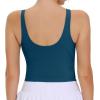 imageTHE GYM PEOPLE Womens Sports Bra Sleeveless Workout Tank Tops Running Yoga Cropped Tops with Removable PaddedDark Green Blue