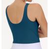 imageTHE GYM PEOPLE Womens Sports Bra Sleeveless Workout Tank Tops Running Yoga Cropped Tops with Removable PaddedDark Green Blue