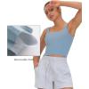 imageTHE GYM PEOPLE Womens Square Neck Longline Sports Bra Workout Removable Padded Yoga Crop Tank TopsDenim Blue