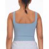 imageTHE GYM PEOPLE Womens Square Neck Longline Sports Bra Workout Removable Padded Yoga Crop Tank TopsDenim Blue