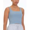 imageTHE GYM PEOPLE Womens Square Neck Longline Sports Bra Workout Removable Padded Yoga Crop Tank TopsDenim Blue