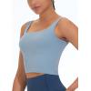 imageTHE GYM PEOPLE Womens Square Neck Longline Sports Bra Workout Removable Padded Yoga Crop Tank TopsDenim Blue