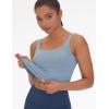 imageTHE GYM PEOPLE Womens Square Neck Longline Sports Bra Workout Removable Padded Yoga Crop Tank TopsDenim Blue