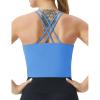 imageTHE GYM PEOPLE Womens Cross Back Sports Bra Halter Neck Workout Crop Tank Tops with Removable PadsSea Blue