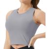 imageTHE GYM PEOPLE Womens Medium Support Sports Bra Removable Padded Sleeveless Workout Crop TopsLavender Grey