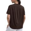 imageTHE GYM PEOPLE Womens Short Sleeve Workout TShirts Back Loose Fit Running Yoga Tee TopsBrown