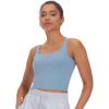 imageTHE GYM PEOPLE Womens Square Neck Longline Sports Bra Workout Removable Padded Yoga Crop Tank TopsDenim Blue