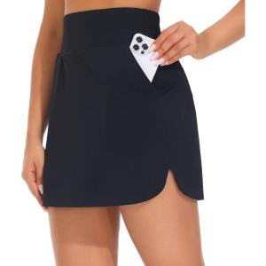 imageTHE GYM PEOPLE Womens Golf Skort Tennis High Waist Lightweight Athletic Casual Skirts Builtin Shorts with 4 PocketsBlue Black
