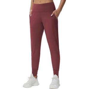 imageTHE GYM PEOPLE Womens Joggers Pants Lightweight Athletic Leggings Tapered Lounge Pants for Workout Yoga RunningWine Red