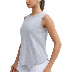 imageTHE GYM PEOPLE Womens Workout Tank Tops Loose Fit Sleeveless Breathable Yoga Shirts with Side SlitsHeather Grey