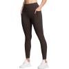 imageTHE GYM PEOPLE Tummy Control Workout Leggings with Pockets High Waist Athletic Yoga Pants for Women Running FitnessBrown