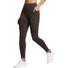 imageTHE GYM PEOPLE Tummy Control Workout Leggings with Pockets High Waist Athletic Yoga Pants for Women Running FitnessBrown