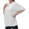 imageTHE GYM PEOPLE Womens Casual Oversized TShirts Summer Crewneck Short Sleeve Workout Basic Tee TopsBright Grey